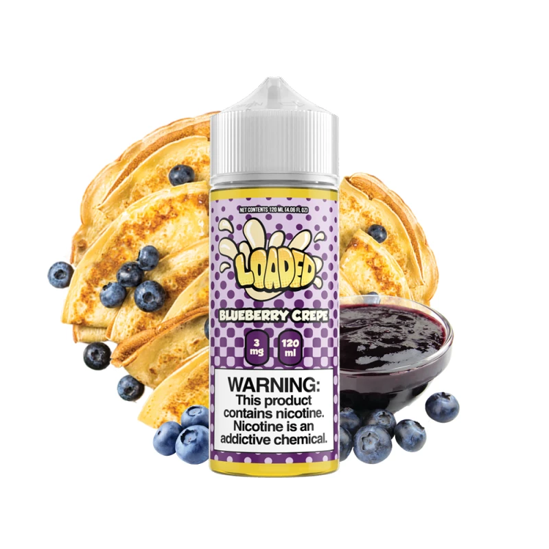 LOADED E-LIQUID - BLUEBERRY CREPE - 120ML LOADED E-LIQUID - BLUEBERRY CREPE - 120ML