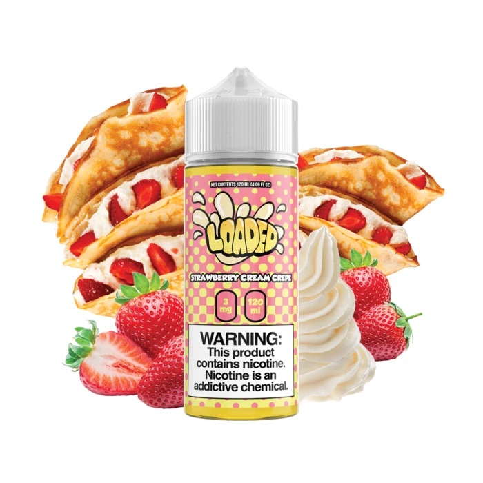 LOADED E-LIQUID - STRAWBERRY CREAM CREPE - 120ML LOADED E-LIQUID - STRAWBERRY CREAM CREPE - 120ML