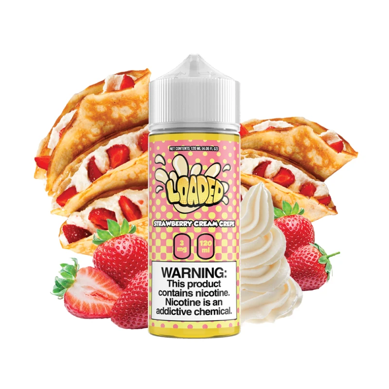 LOADED E-LIQUID - STRAWBERRY CREAM CREPE - 120ML LOADED E-LIQUID - STRAWBERRY CREAM CREPE - 120ML